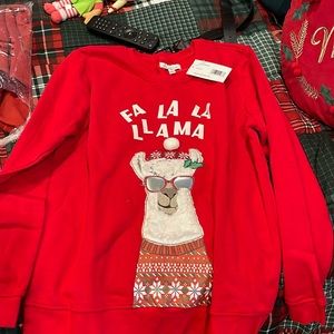 FaLALa Lama Christmas sweatshirt sz medium NWT